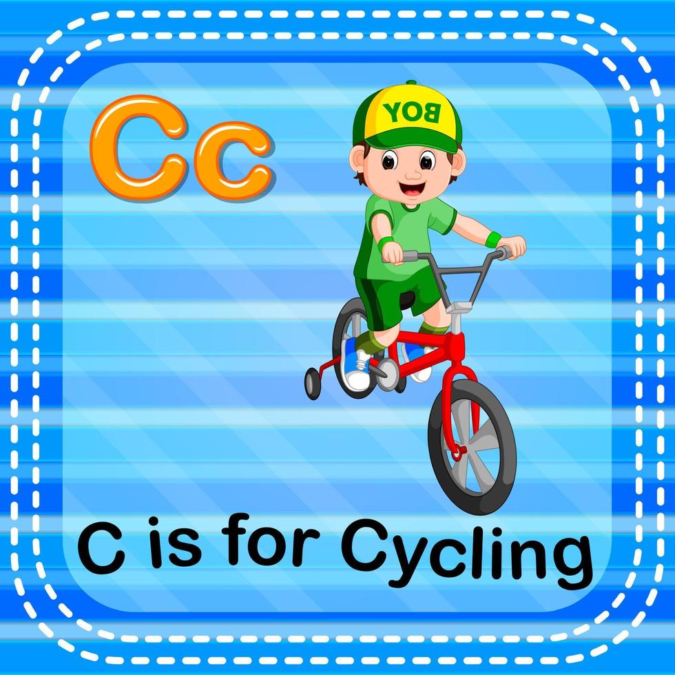 flashcard lettre c est pour le cyclisme vecteur