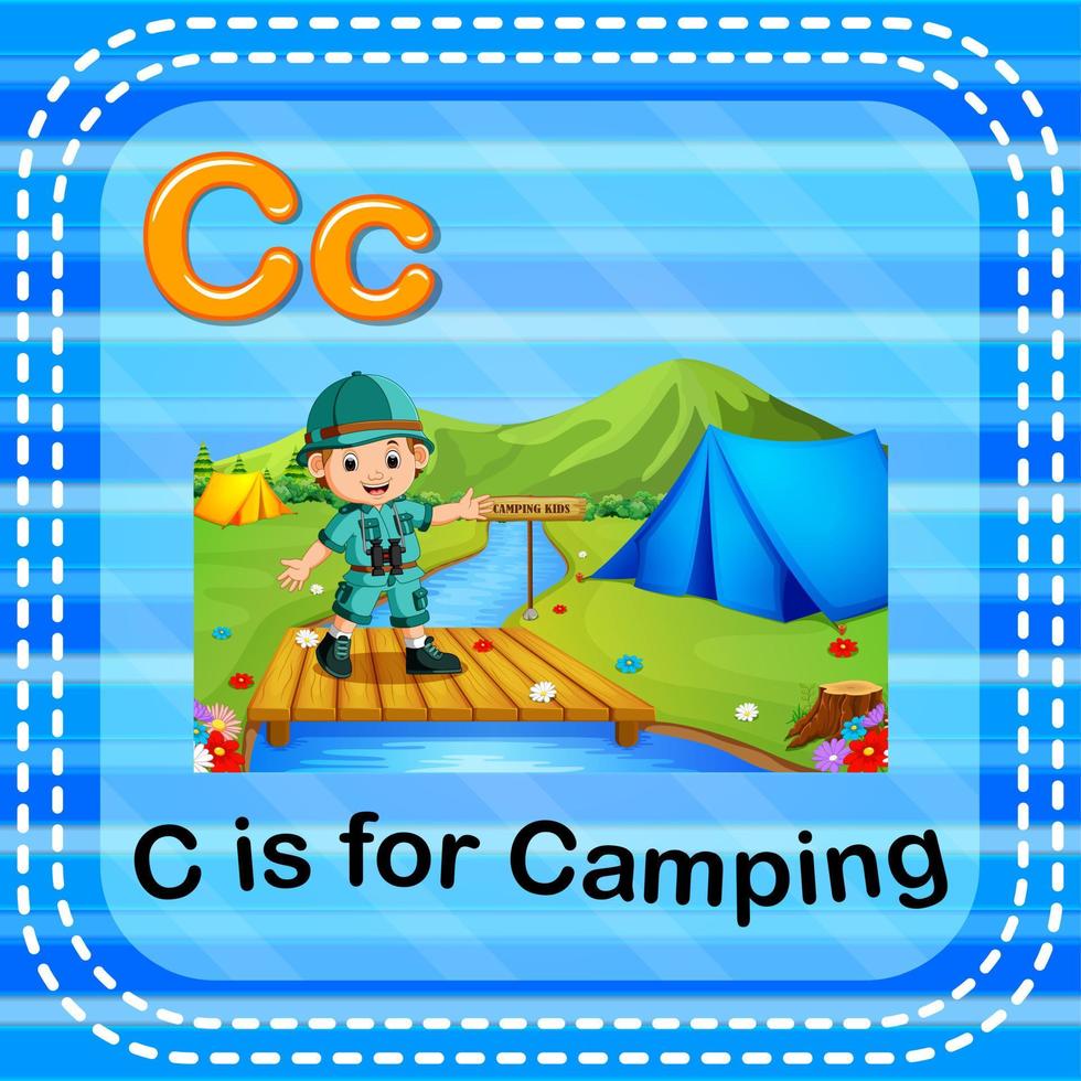 flashcard lettre c est pour le camping vecteur