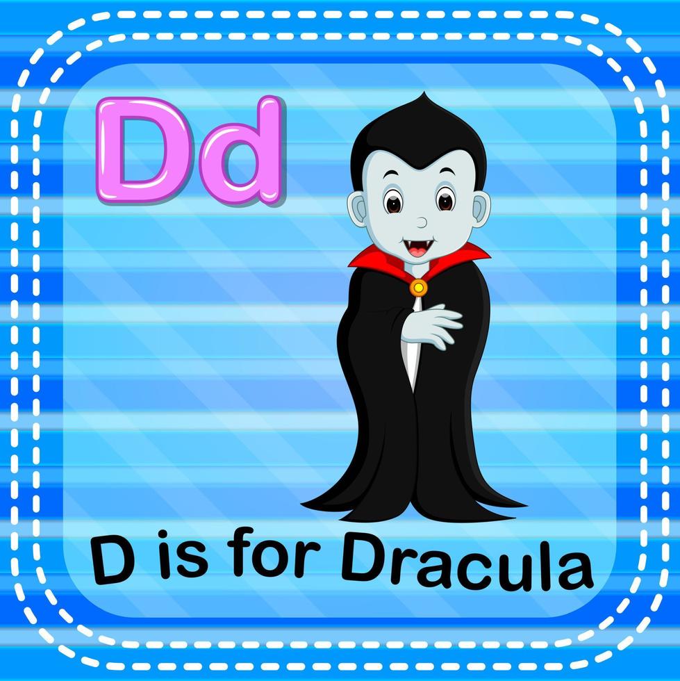 flashcard lettre d est pour dracula vecteur