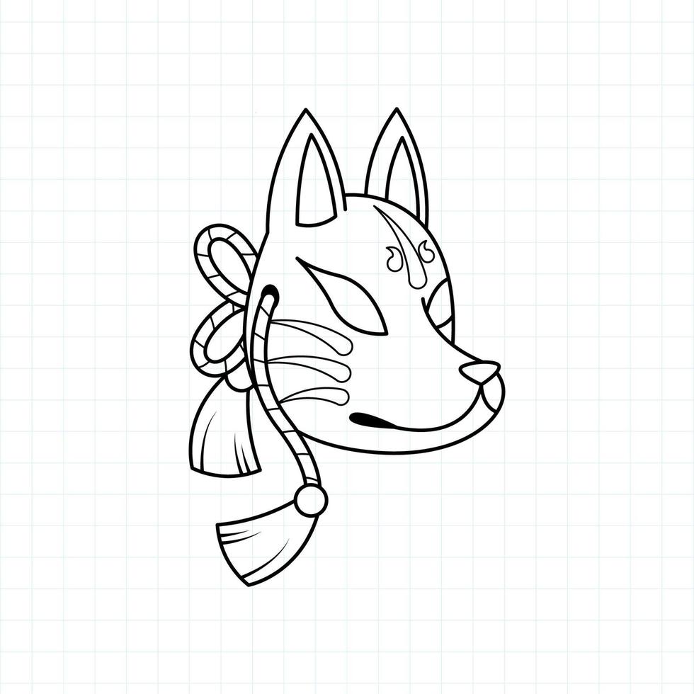 Coloriage masque kitsune japonais, illustration vectorielle eps.10 vecteur