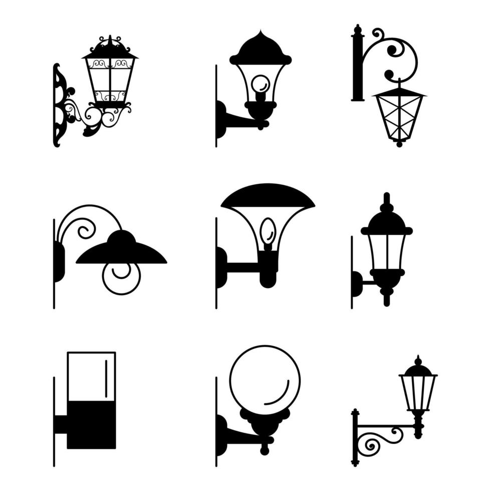 jeu d'icônes de lampe de jardin, illustration vectorielle eps.10 vecteur