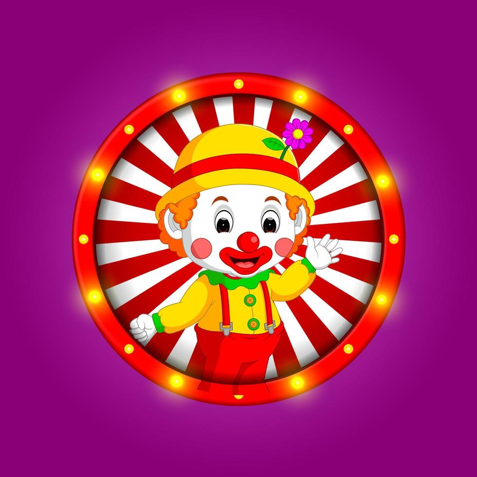 bannière de clown avec des ampoules lumineuses vecteur