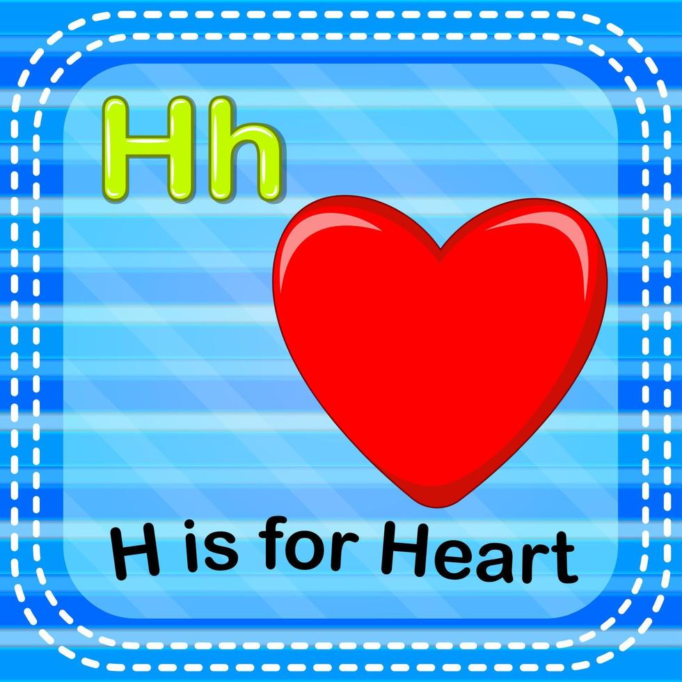 flashcard lettre h est pour le coeur vecteur