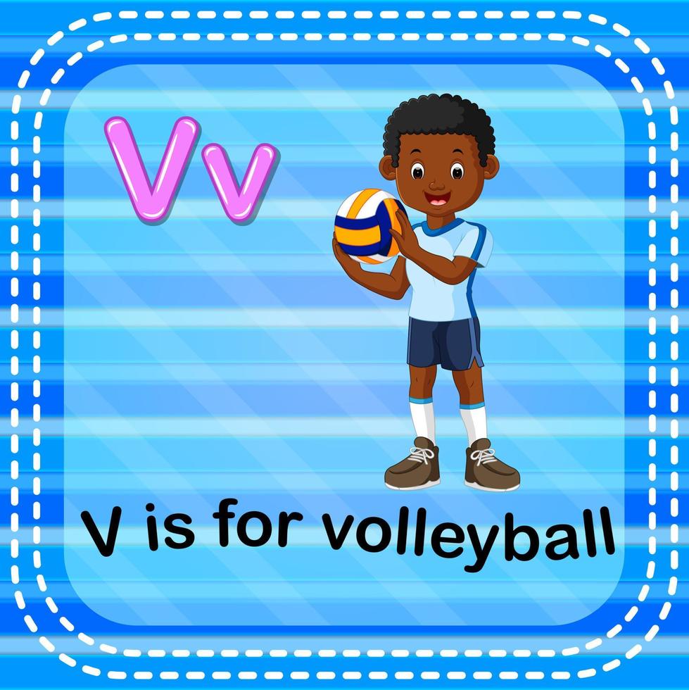 flashcard lettre v est pour le volley-ball vecteur