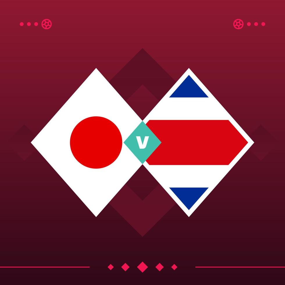 japon, match du monde de football du costa rica 2022 contre sur fond rouge. illustration vectorielle vecteur