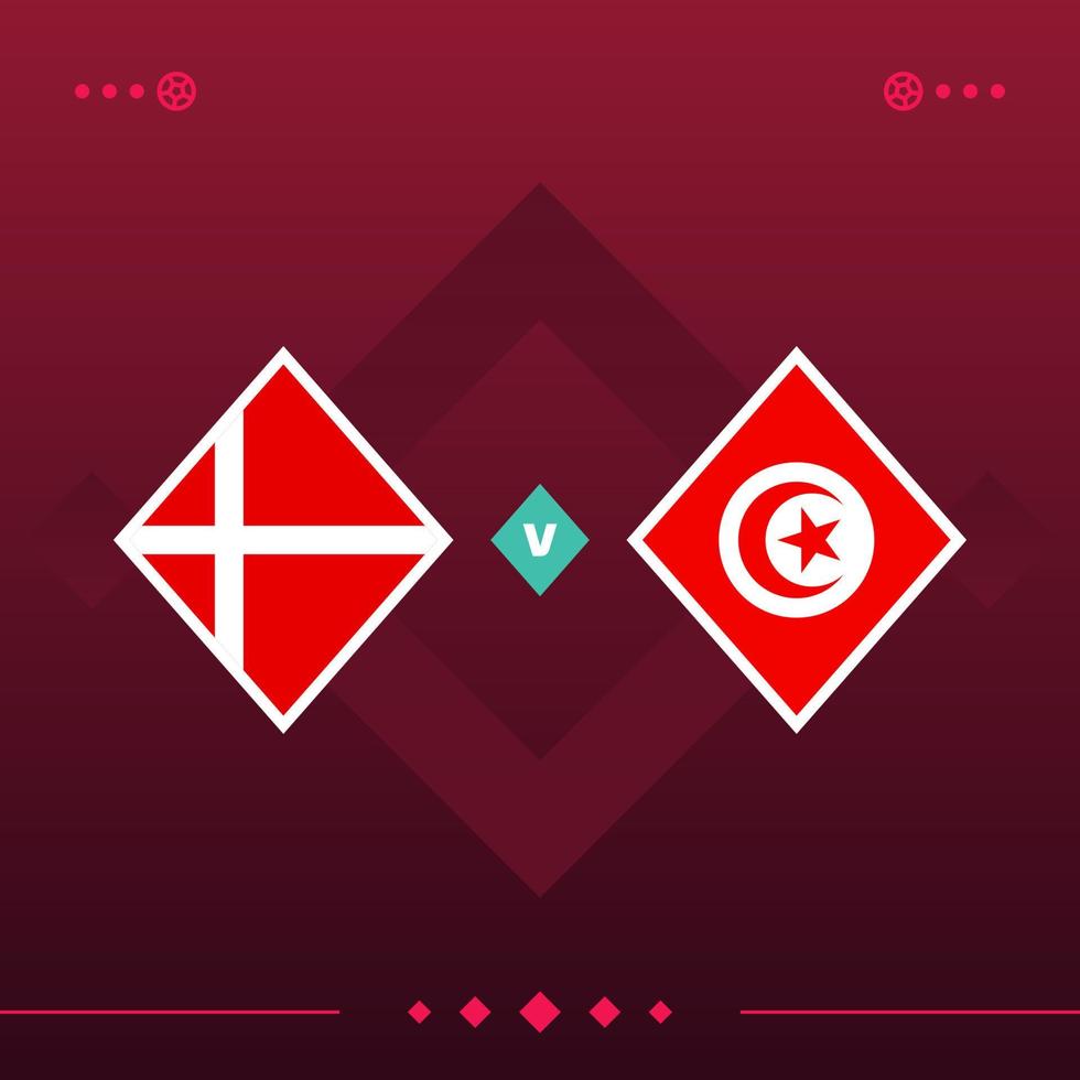 danemark, tunisie match du monde de football 2022 contre sur fond rouge. illustration vectorielle vecteur