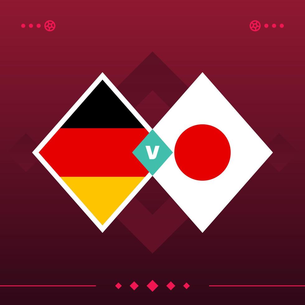 allemagne, match du monde de football du japon 2022 contre sur fond rouge. illustration vectorielle vecteur