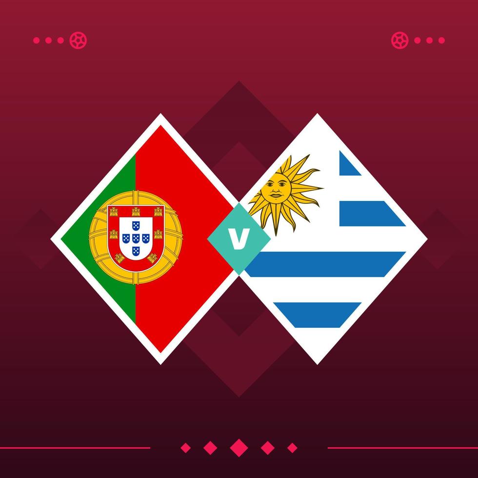 portugal, uruguay match du monde de football 2022 contre sur fond rouge. illustration vectorielle vecteur