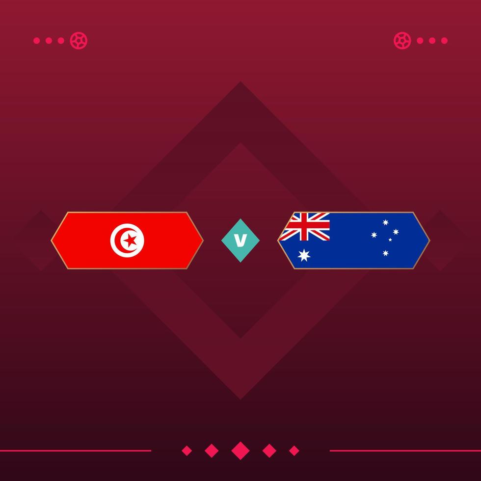 tunisie, australie match du monde de football 2022 contre sur fond rouge. illustration vectorielle vecteur