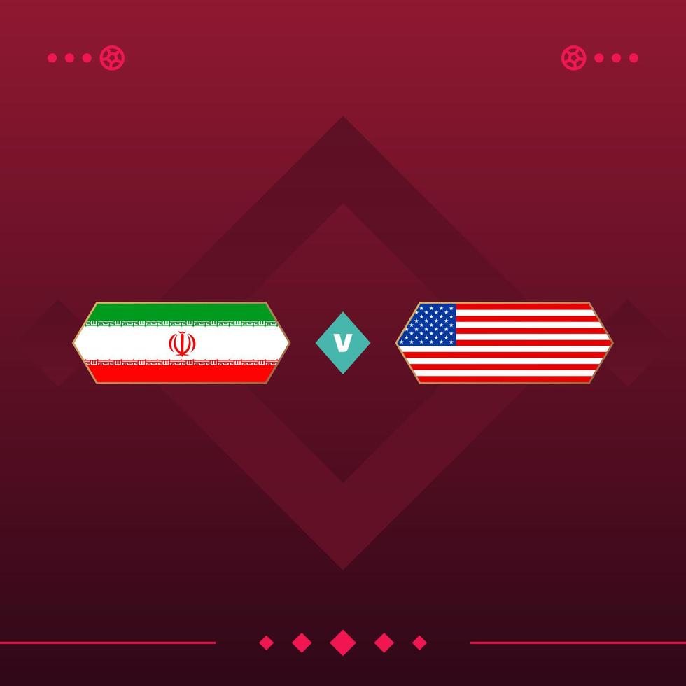 iran, match du monde de football des états-unis 2022 contre sur fond rouge. illustration vectorielle vecteur