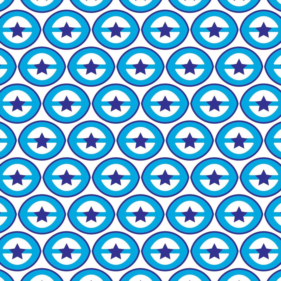 cercles blancs et bleus et fond de motif d'étoiles. motif de tuiles vectorielle continue. vecteur