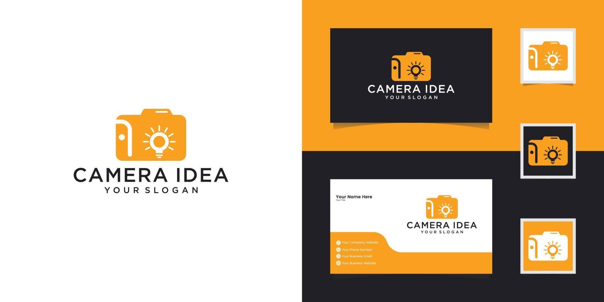 ampoule de caméra avec modèle de conception d'ampoule à espace négatif et carte de visite vecteur
