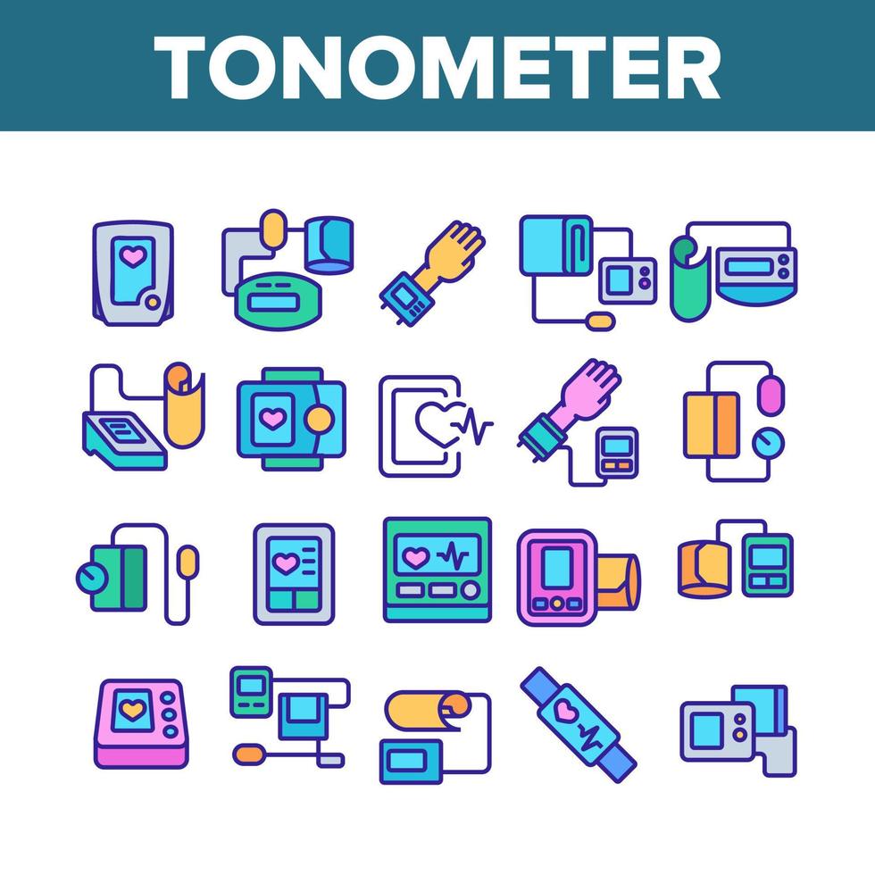 icônes de collection d'équipement tonomètre set vector