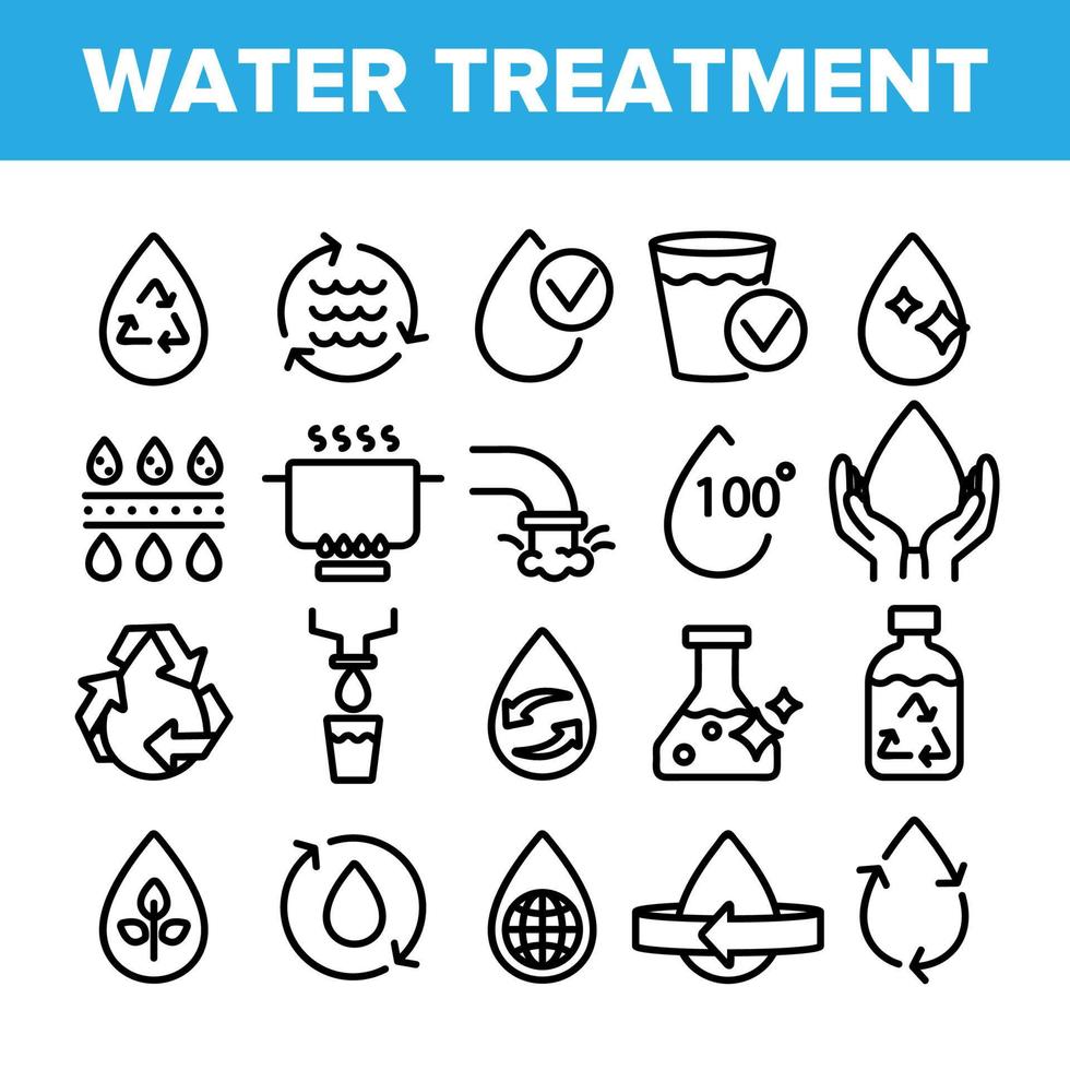 collecte des signes de traitement de l'eau icônes définies vecteur