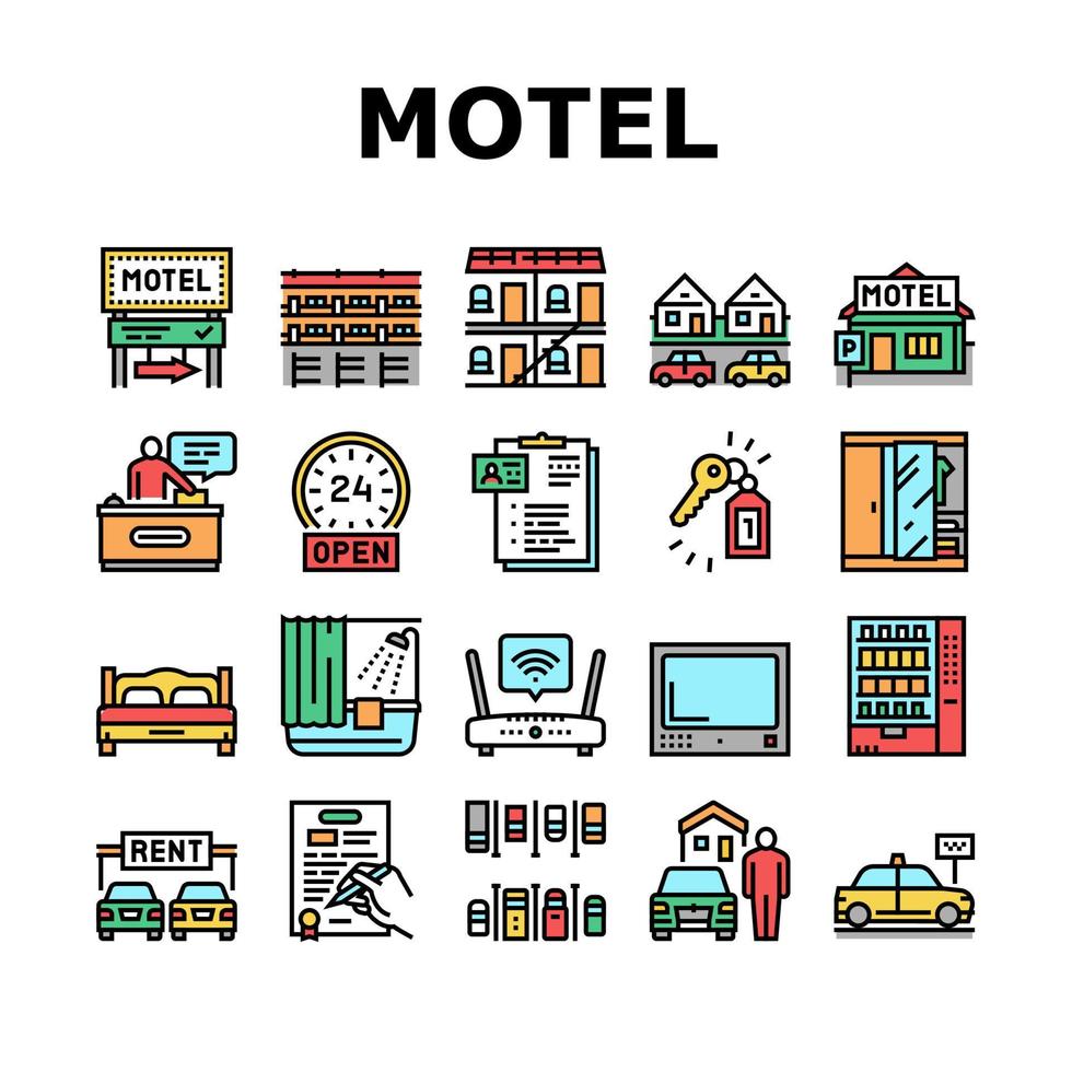 ensemble d'icônes de collection de services de confort de motel vecteur