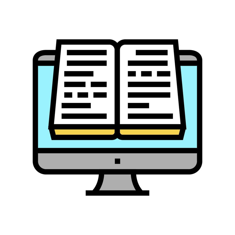 illustration vectorielle d'icône de couleur de livre de lecture en ligne vecteur