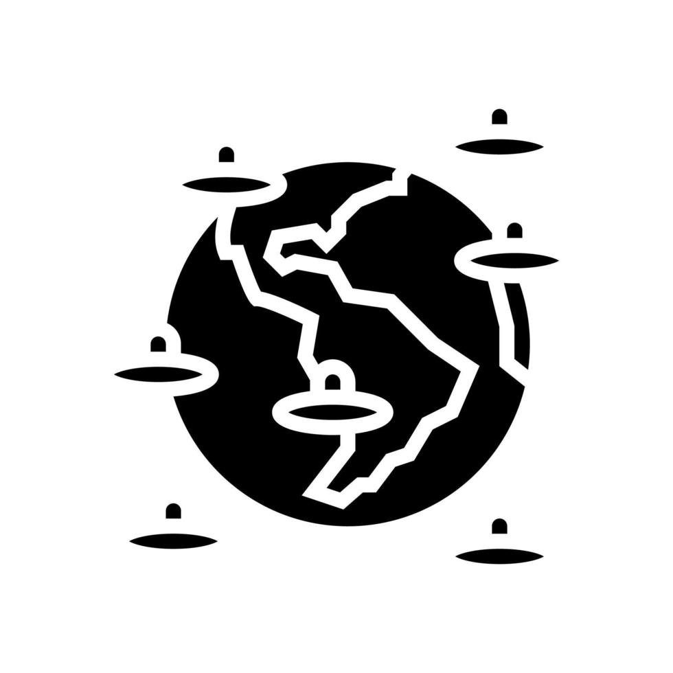 invasion extraterrestre de la planète glyphe icône illustration vectorielle vecteur