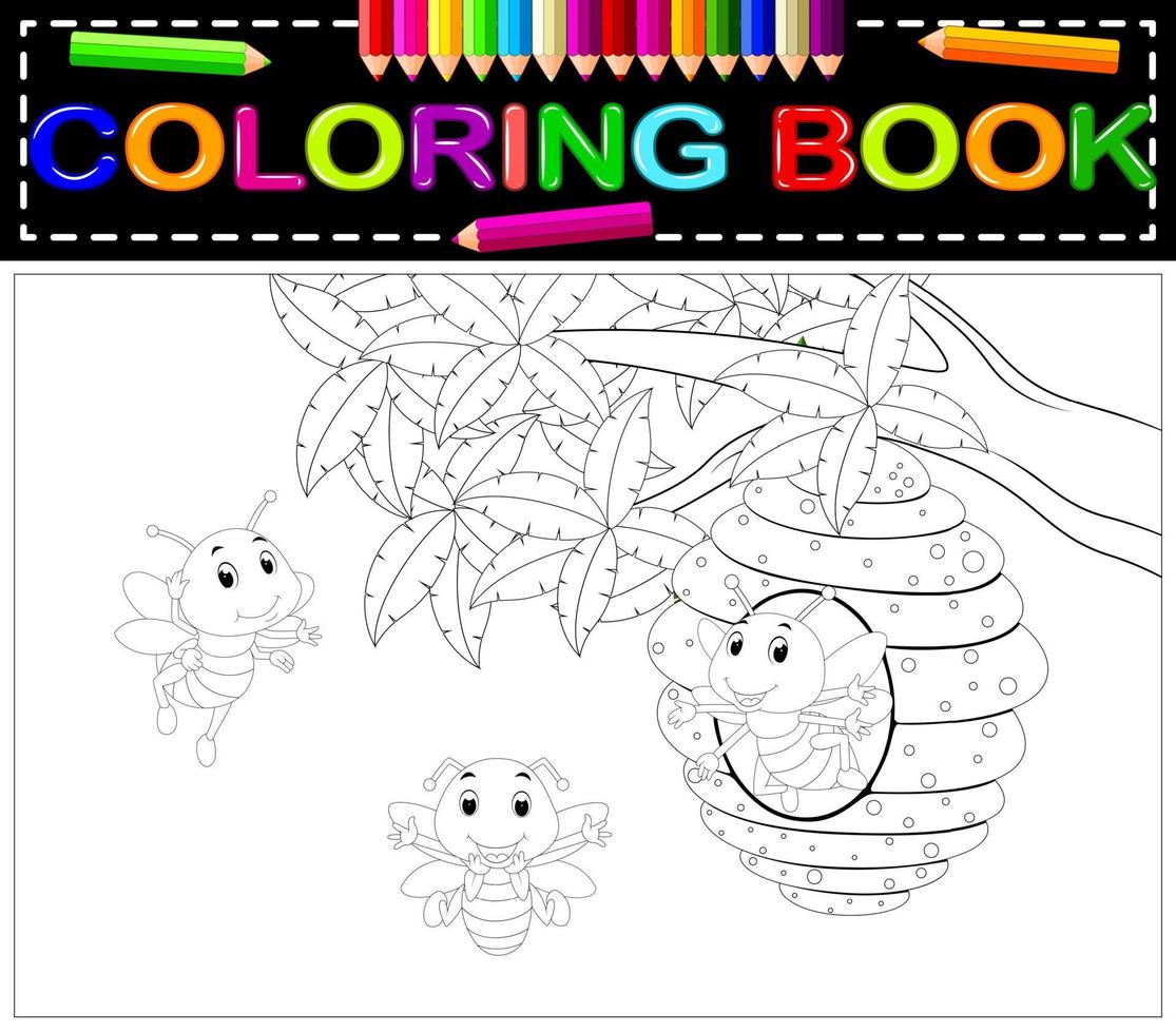 livre de coloriage d'abeille vecteur