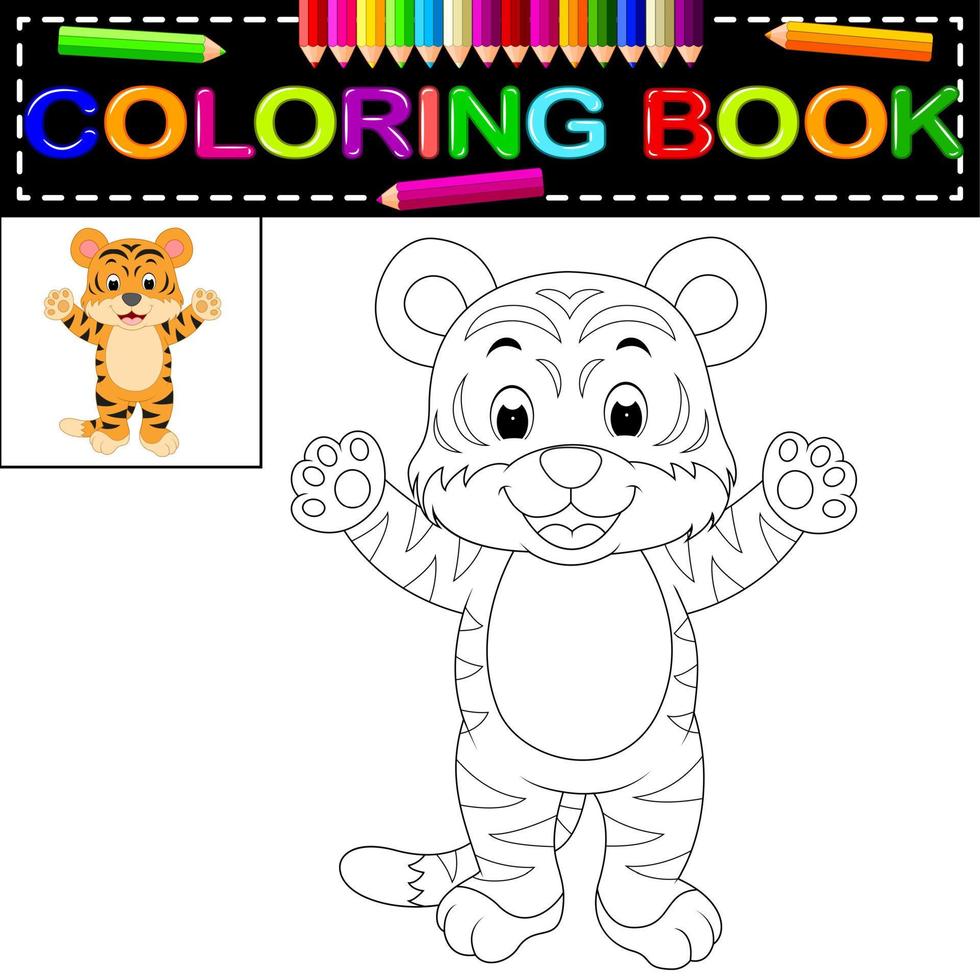 livre de coloriage tigre vecteur