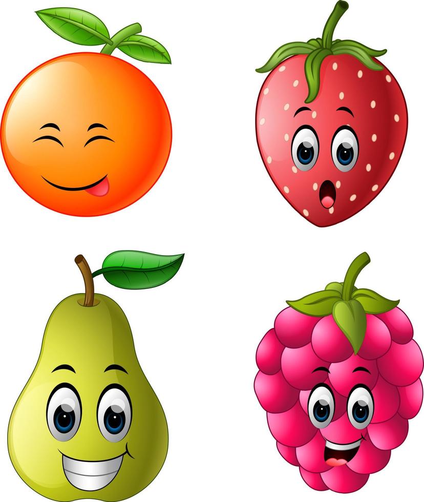 fruits frais avec visage vecteur