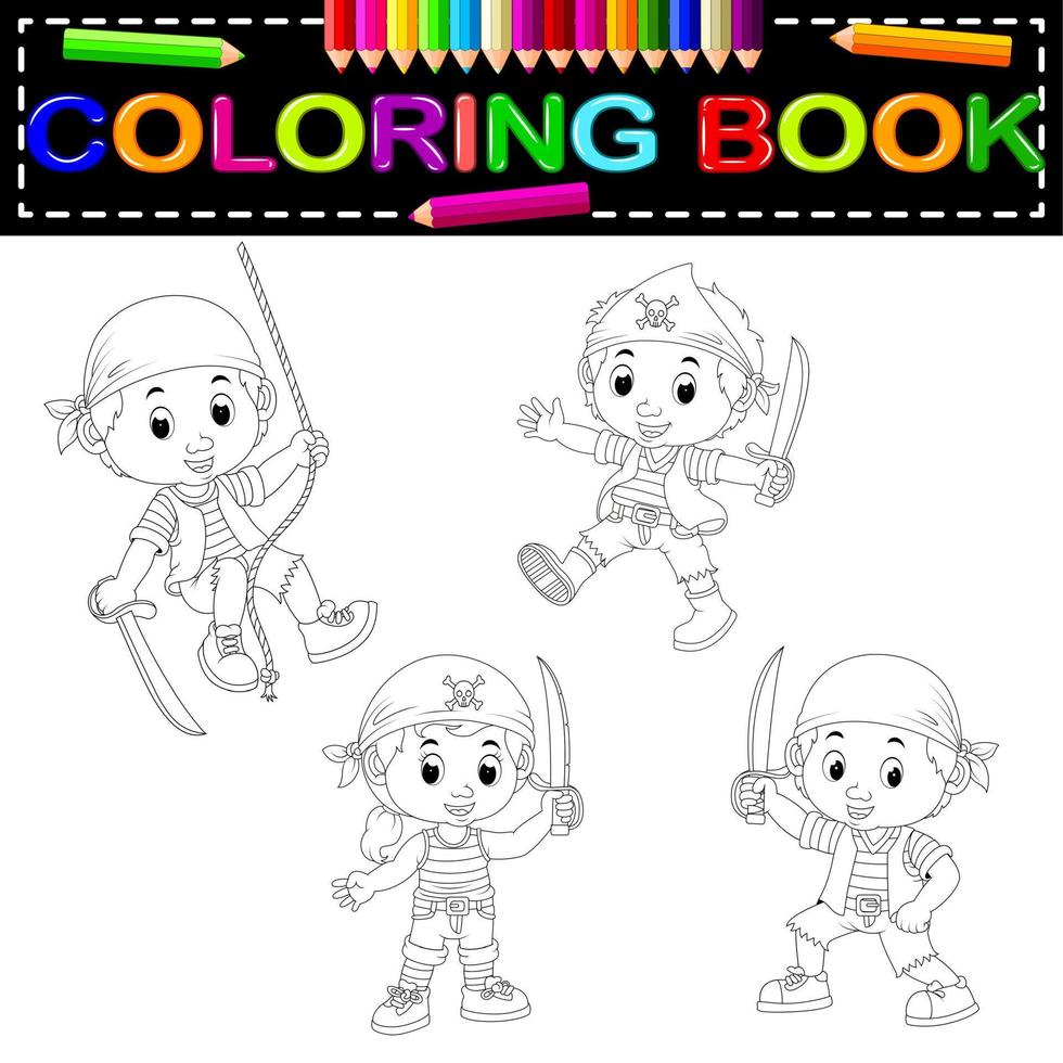 livre de coloriage de pirates vecteur