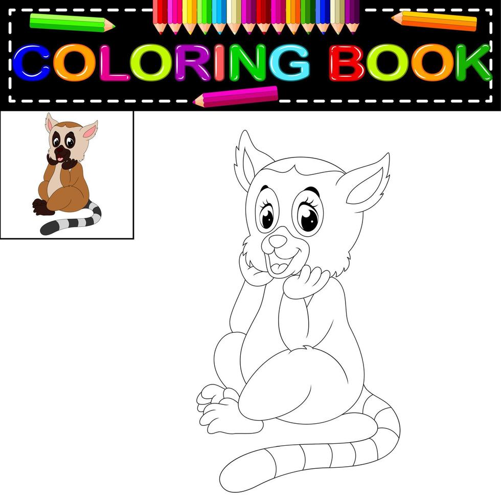 livre de coloriage lémurien vecteur