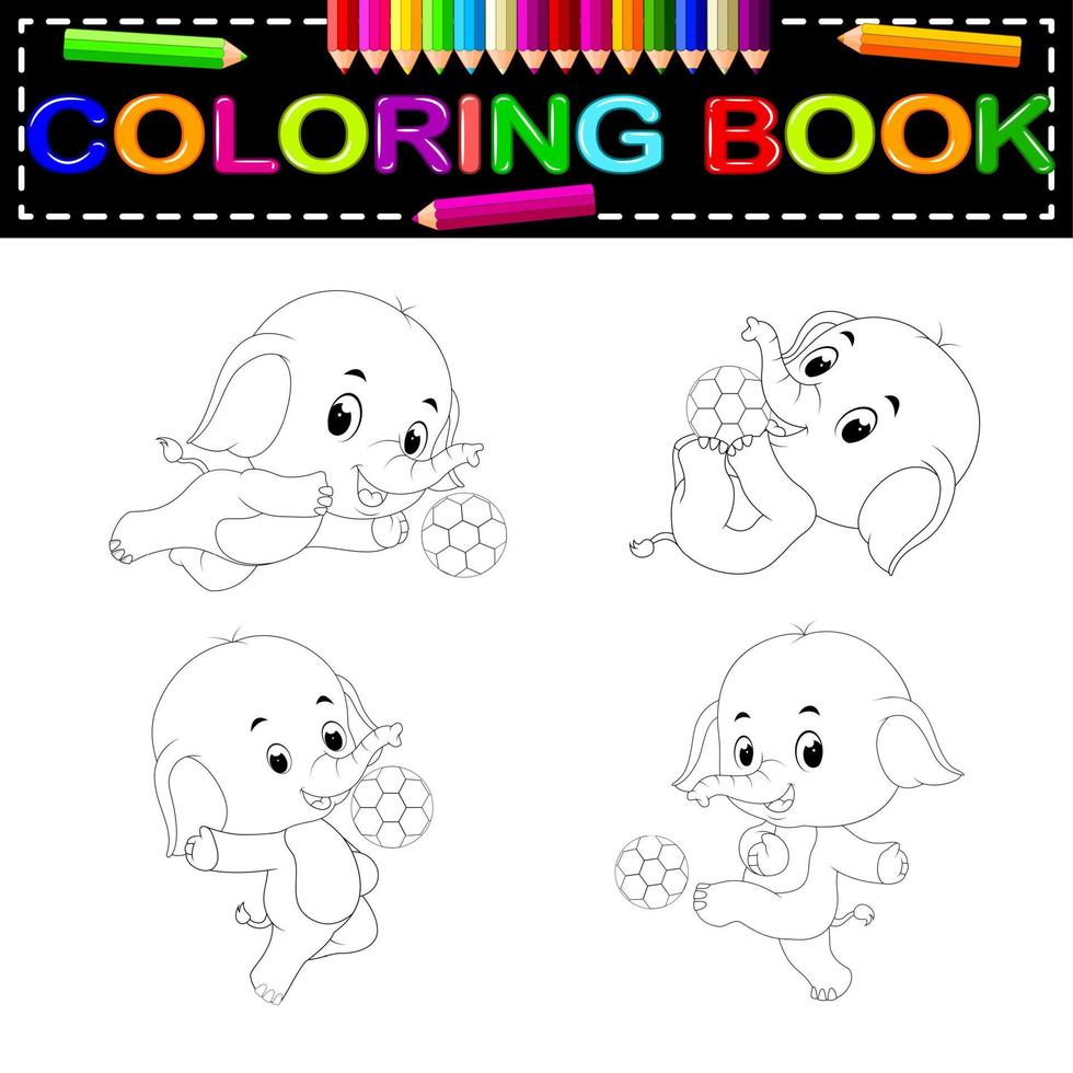 livre de coloriage d'éléphant vecteur