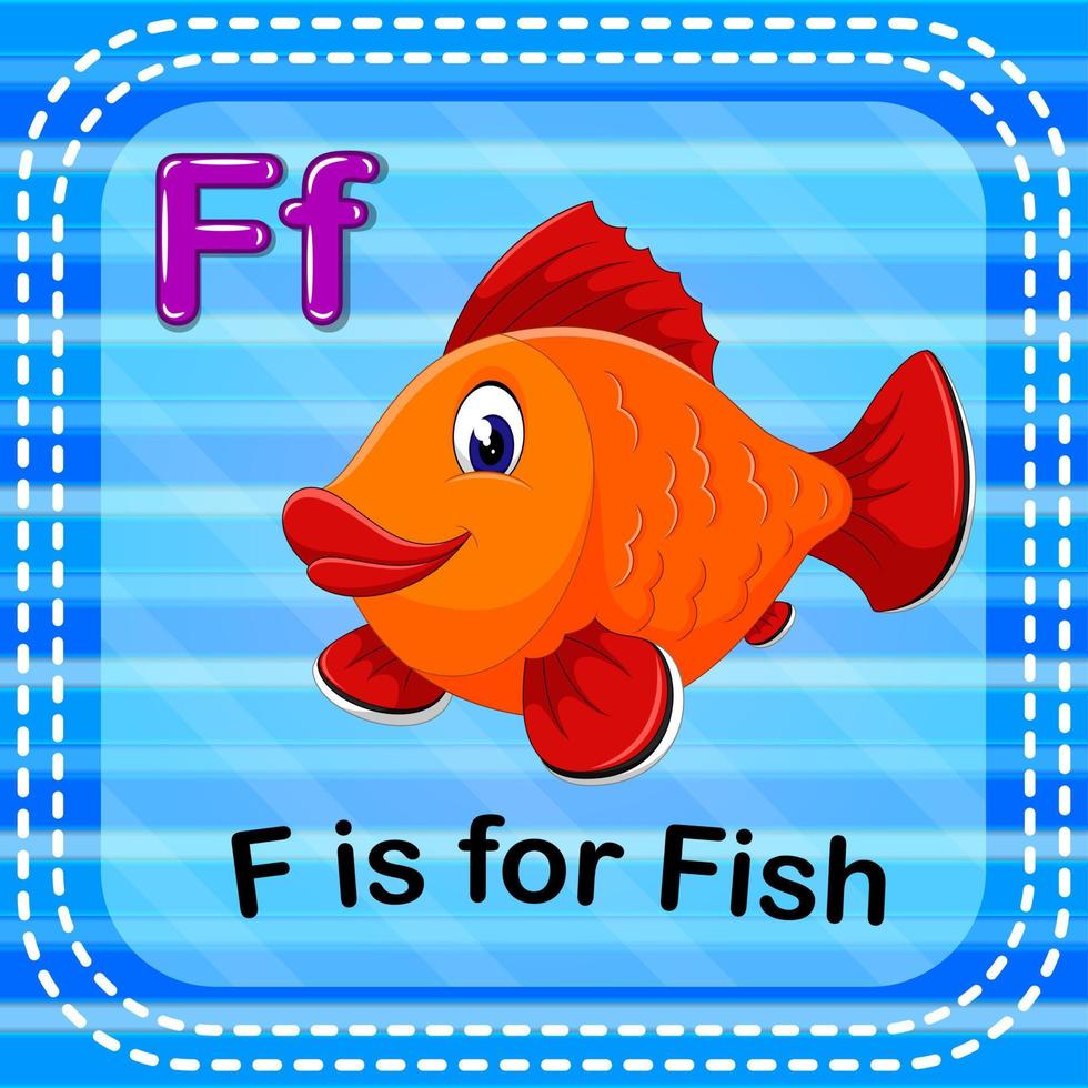 flashcard lettre f est pour le poisson vecteur