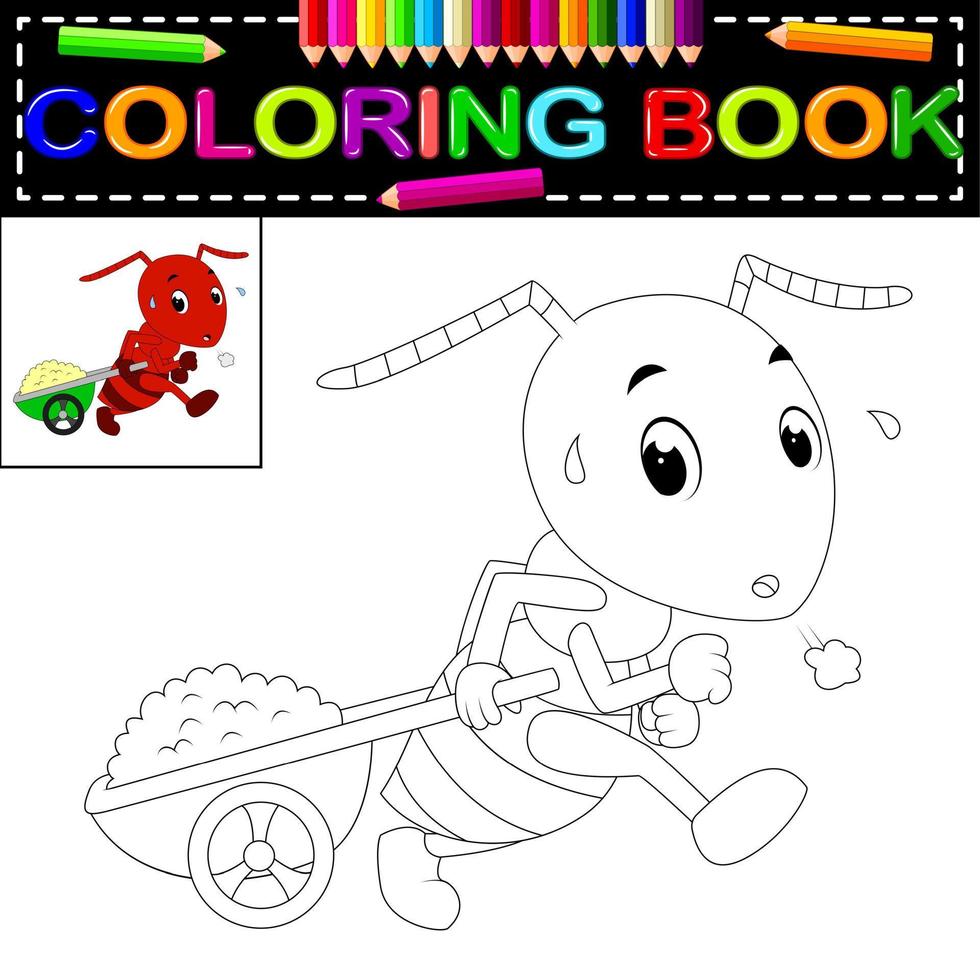 livre de coloriage de fourmi vecteur