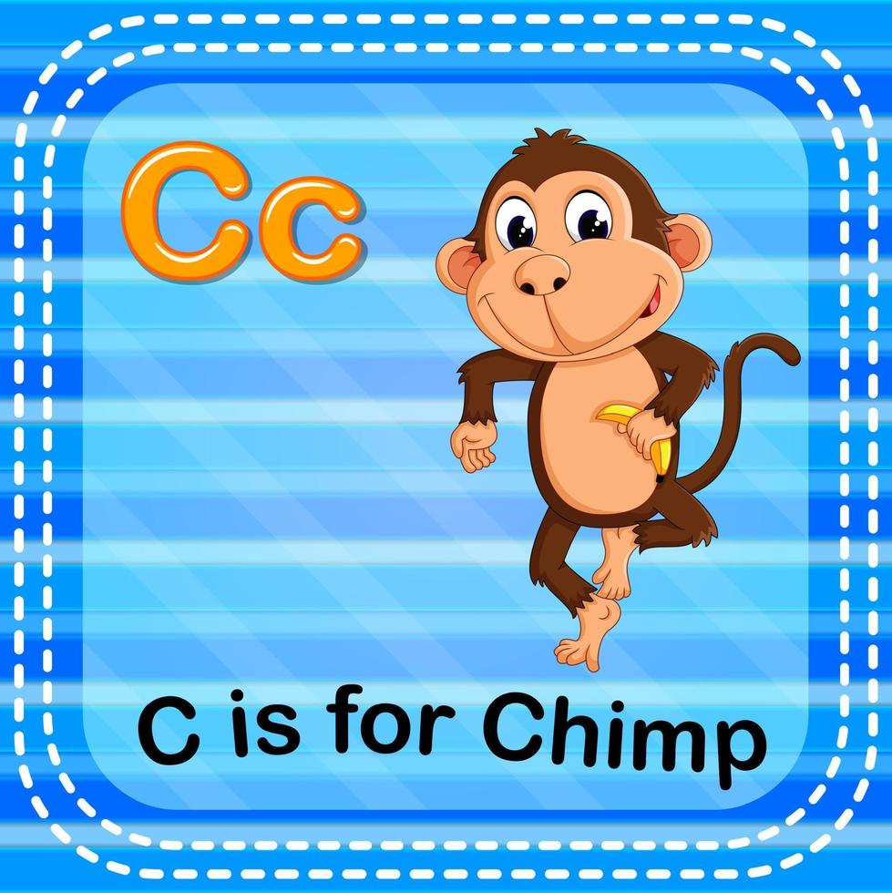 flashcard lettre c est pour le chimpanzé vecteur
