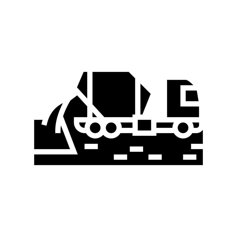 Illustration vectorielle de l'icône du glyphe du camion malaxeur à béton vecteur