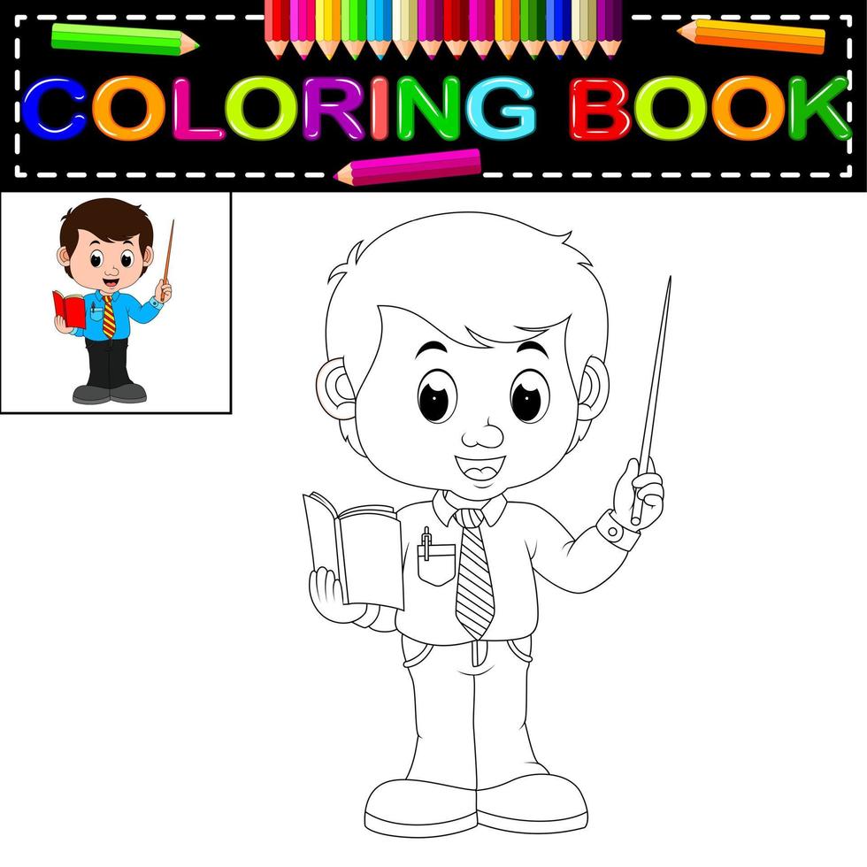 livre de coloriage de professeur de sexe masculin vecteur