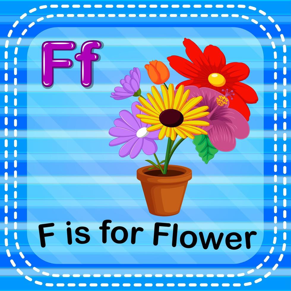 flashcard lettre f est pour fleur vecteur