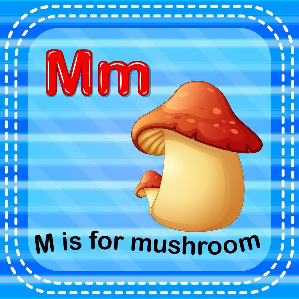 flashcard lettre m est pour champignon vecteur