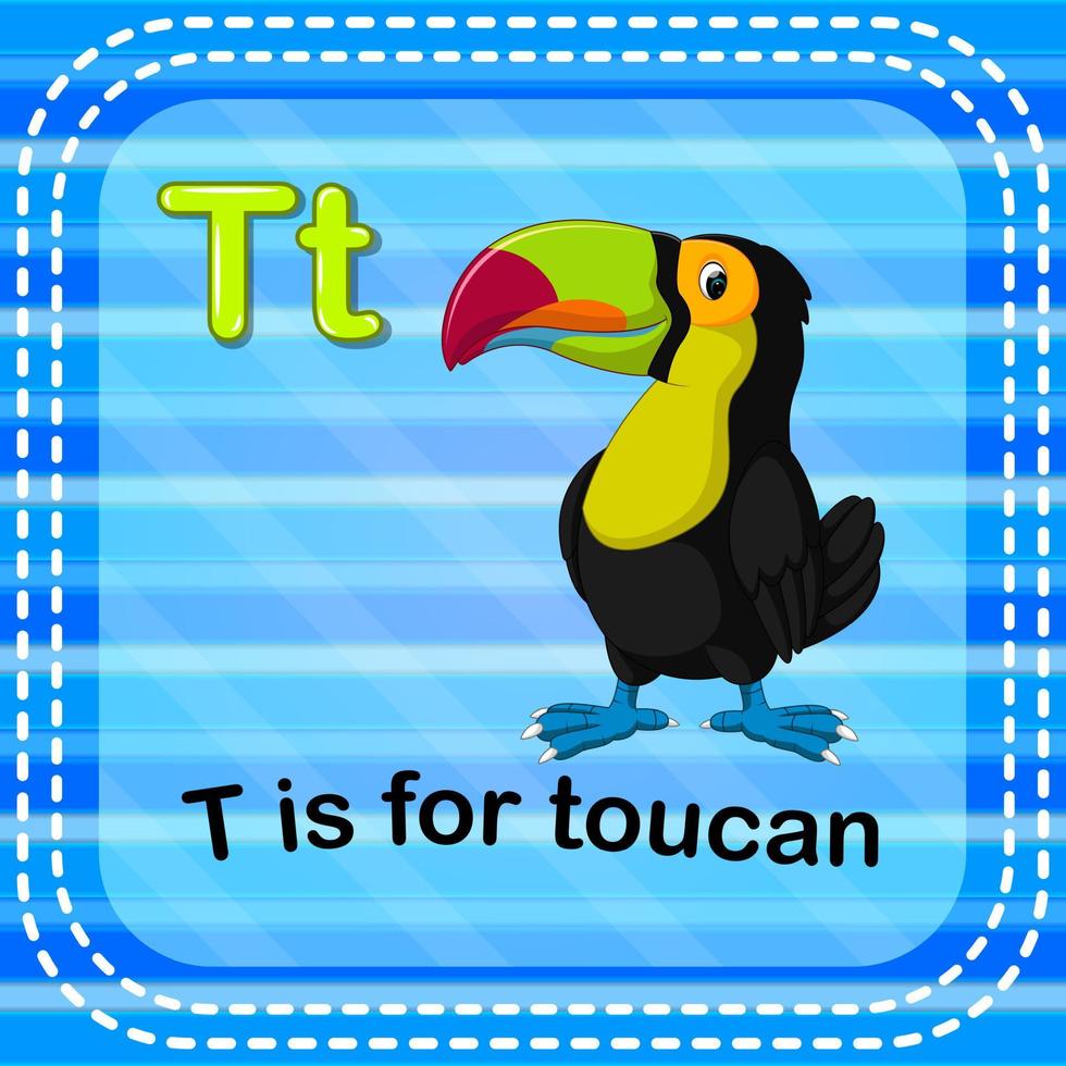 flashcard lettre t est pour toucan vecteur