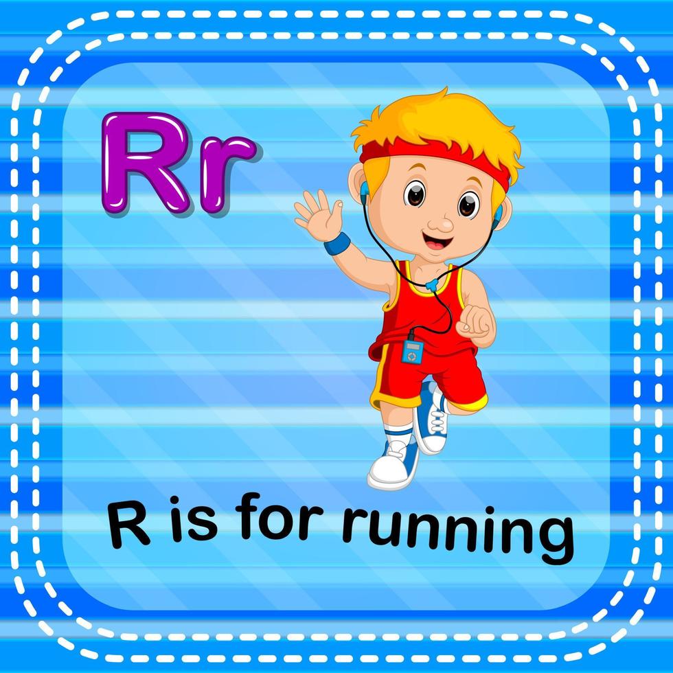 flashcard lettre r est pour courir vecteur