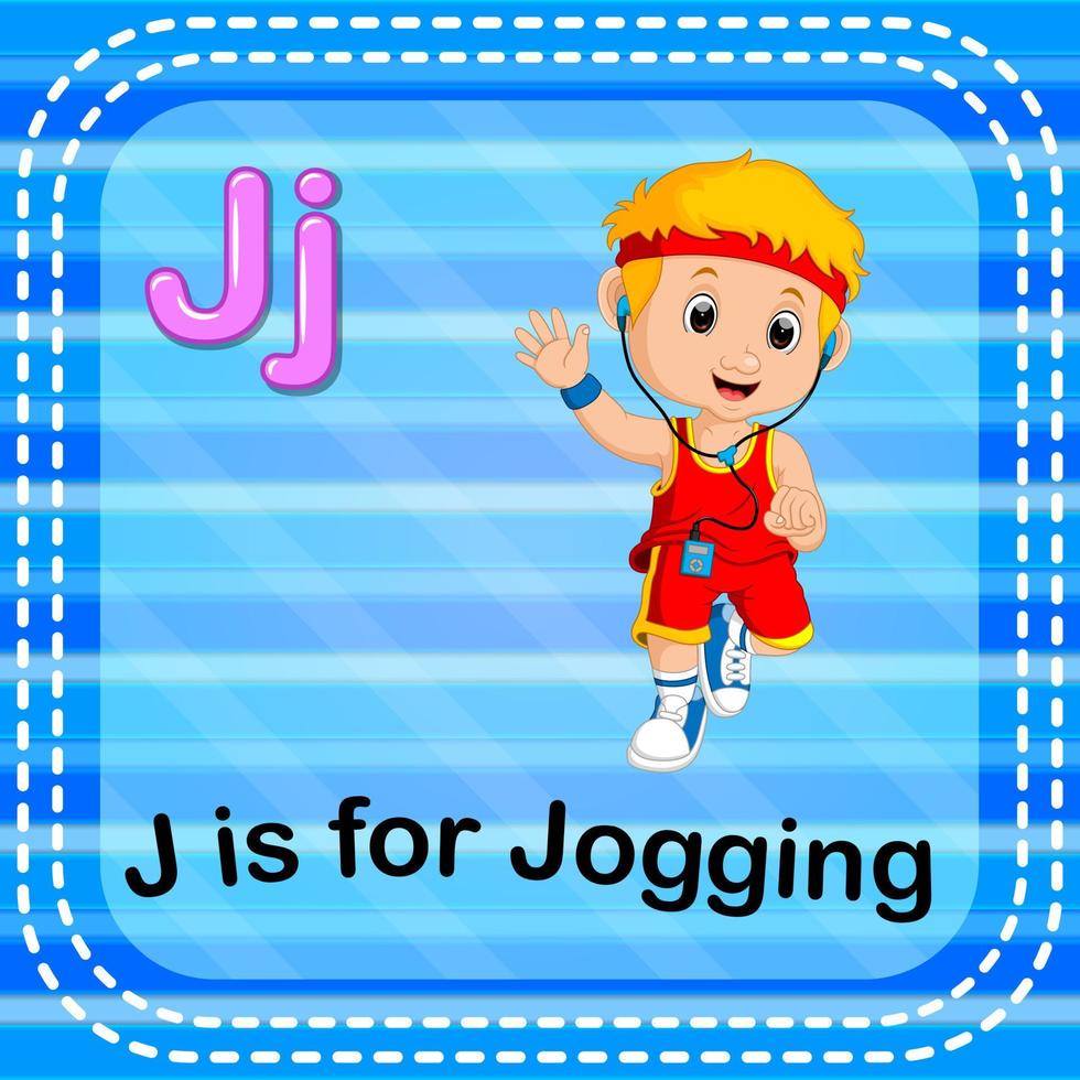 flashcard lettre j est pour le jogging vecteur