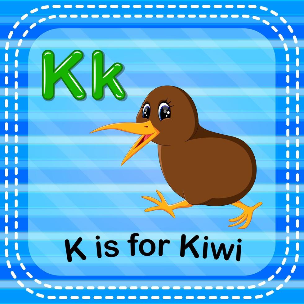 flashcard lettre k est pour kiwi vecteur