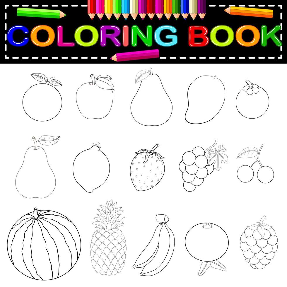 livre de coloriage de fruits frais vecteur