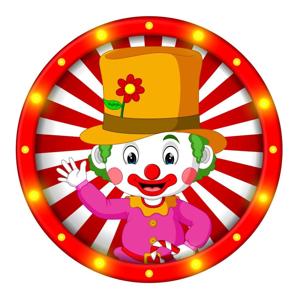 bannière de clown avec des ampoules lumineuses vecteur