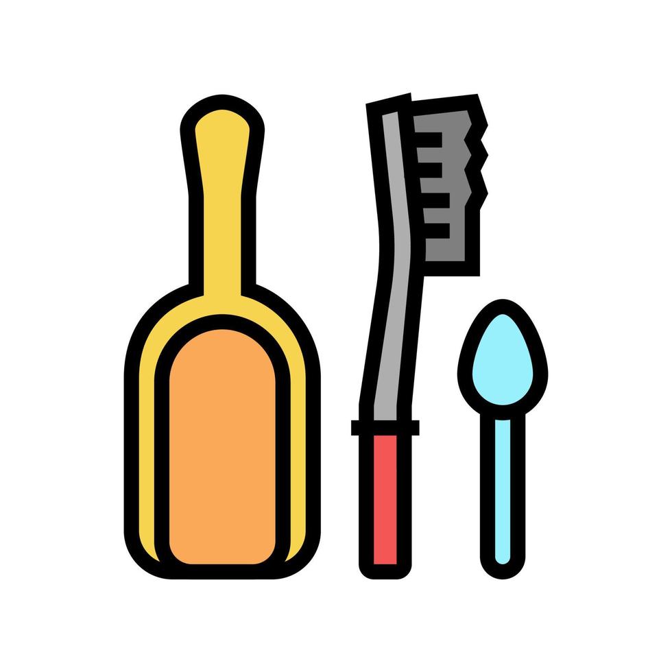 pelle, brosse et cuillère pour préparer l'illustration vectorielle de l'icône de couleur de café vecteur