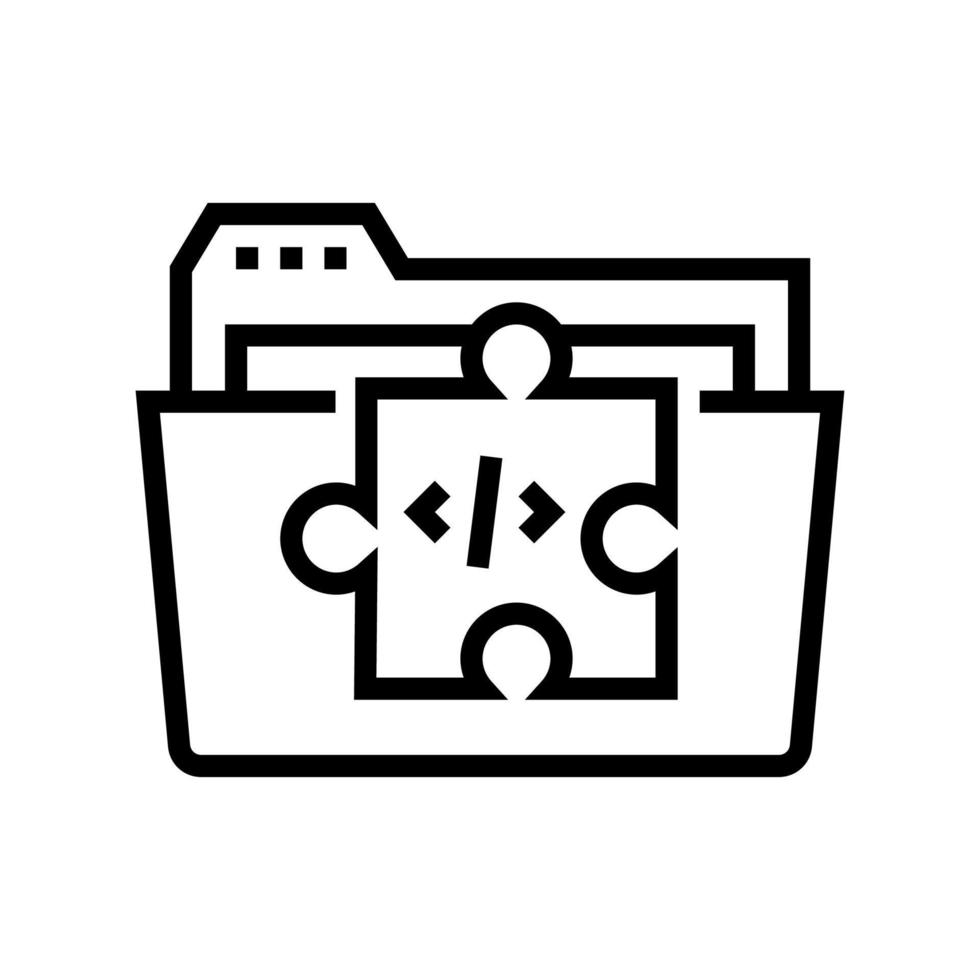 dossier avec l'icône de ligne de fichiers de code de programme illustration vectorielle vecteur