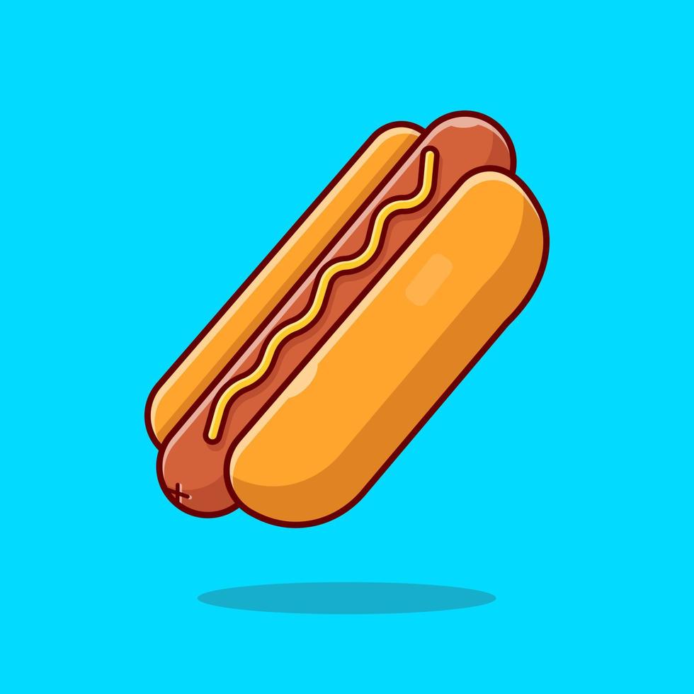 illustration d'icône de vecteur de dessin animé de hot-dog. concept d'icône d'objet alimentaire isolé vecteur premium. style de dessin animé plat