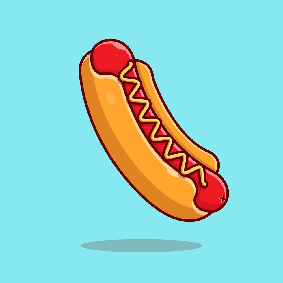 illustration d'icône de vecteur de dessin animé de hot-dog. concept d'icône d'objet alimentaire isolé vecteur premium. style de dessin animé plat