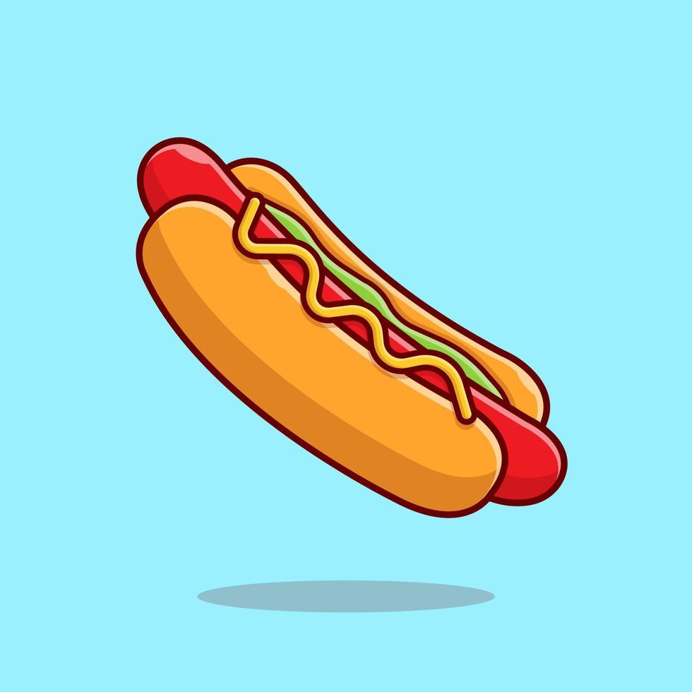 illustration d'icône de vecteur de dessin animé de hot-dog. concept d'icône d'objet alimentaire isolé vecteur premium. style de dessin animé plat