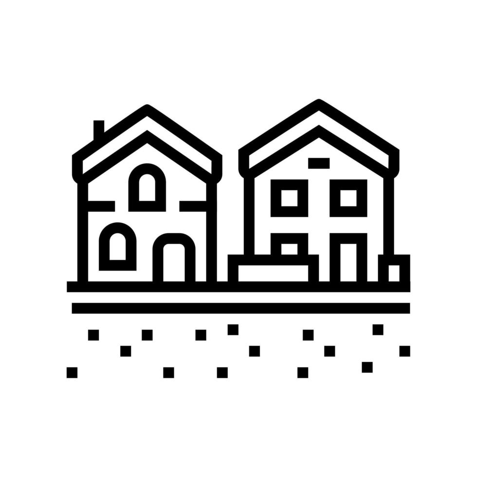 illustration vectorielle de l'icône de la ligne terrestre de la zone résidentielle vecteur