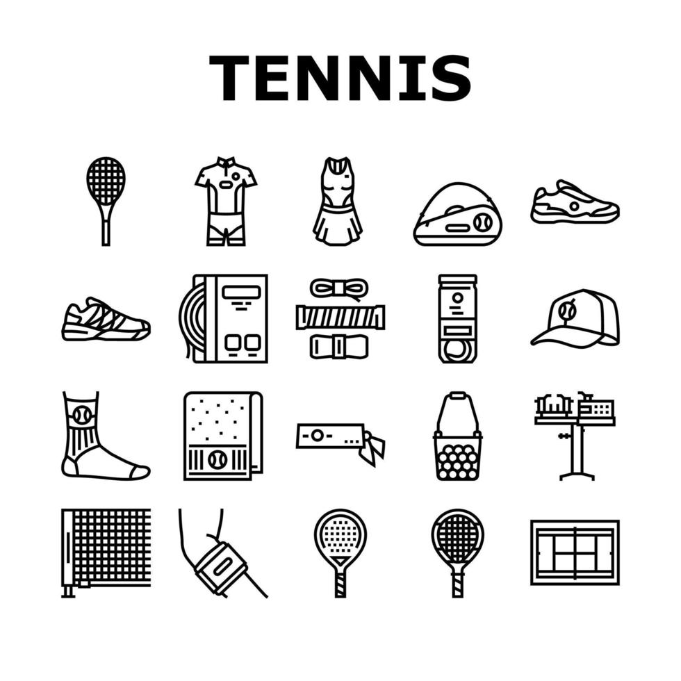 icônes de compétition de jeu de sport de tennis définies vecteur