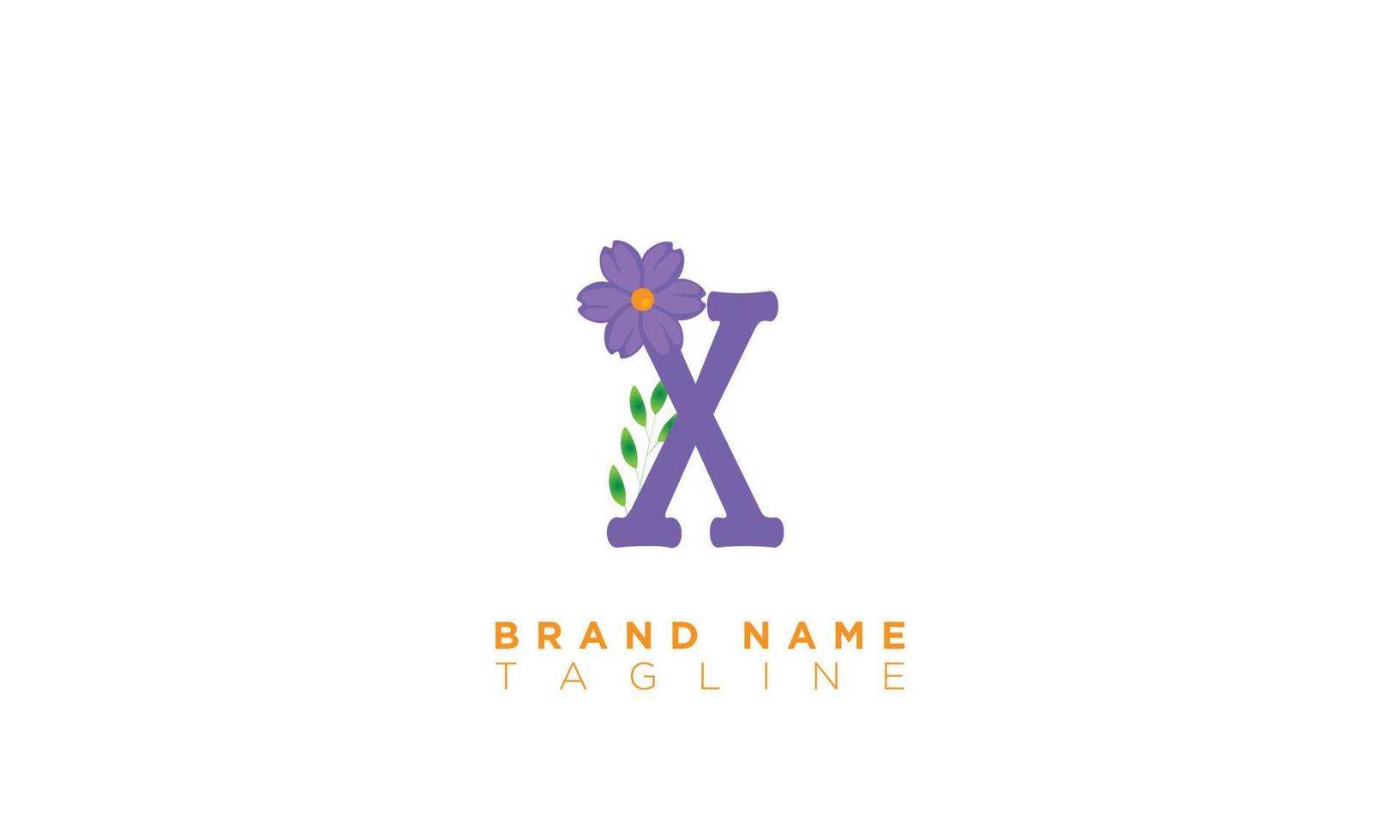 x avec fleur alphabet lettres initiales monogramme logo vecteur