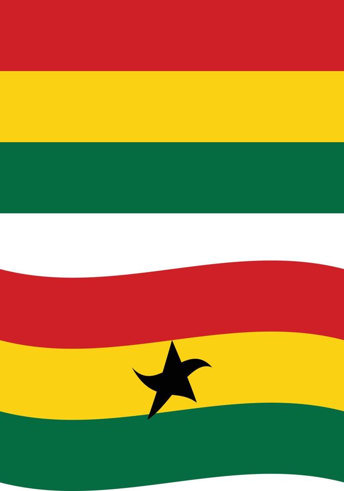 drapeau du ghana sur fond blanc. agitant le drapeau du signe du ghana. symbole du ghana ghanéen. style plat. vecteur