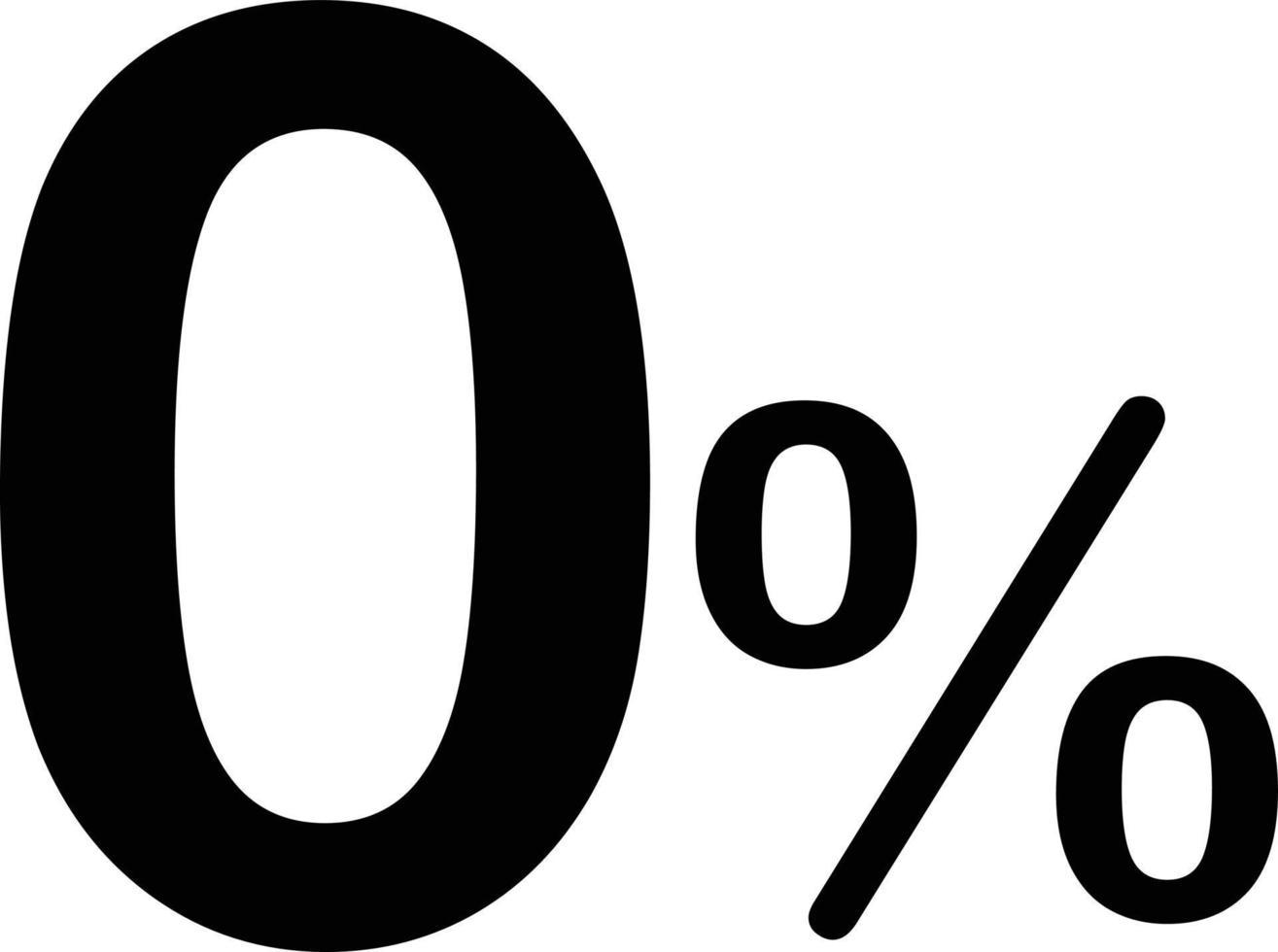 icône de zéro pour cent sur fond blanc. signe 0 pour cent. aucun symbole de commission. style plat. vecteur